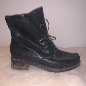 Stuart Weitzman Black Lace Up Boots with Rugged Style